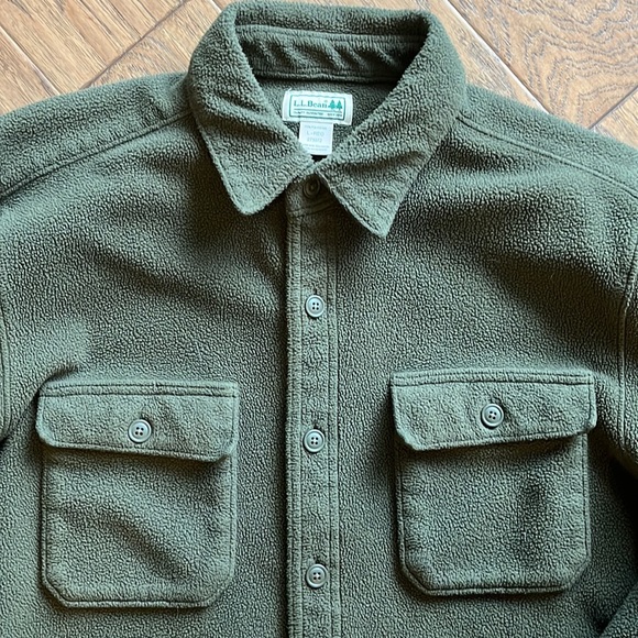 L.L Bean Mens fleece button down shirt size large - Picture 2 of 4